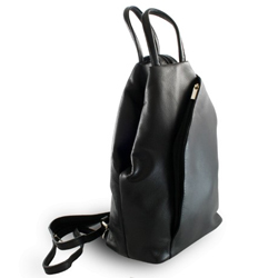 Černý kožený batoh a kabelka Hazelien